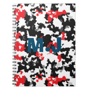 Caderno Espiral Iniciais De Edição De Padrão De Abstrato Branco E