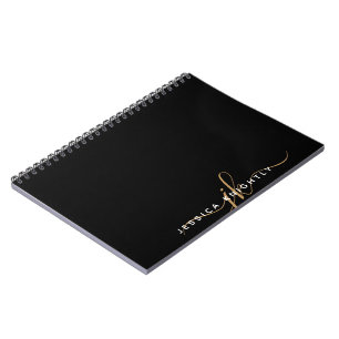 Caderno Espiral Iniciais de Monograma de Script Elegante Moderno D
