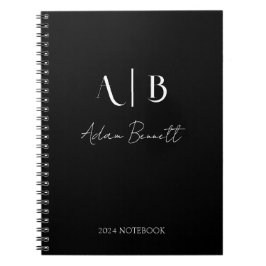 Caderno Espiral Iniciais de Monograma Personalizadas Modernas Nome