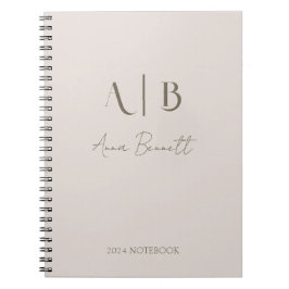 Caderno Espiral Iniciais de Monograma Personalizado Moderno Nome b