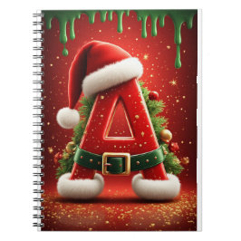Caderno Espiral Iniciais de Natal A Para Presentes de Feriado
