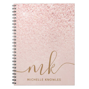 Caderno Espiral Iniciais e nome do Rico brilhante Dourado da Tendy