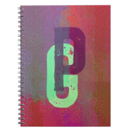 Caderno Espiral Iniciais Monograma Arte Roxa Verde Grunge Funky