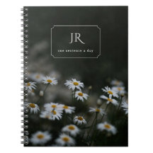 Iniciais personalizadas & margaridas sombrias para