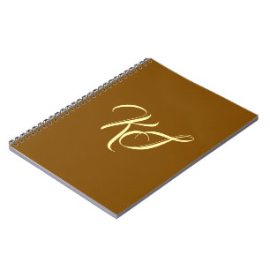 Caderno Espiral Iniciais personalizadas marrons elegantes monogram
