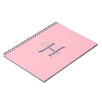 Caderno Espiral Inicial e Nome Monograma Rosa Personalizado