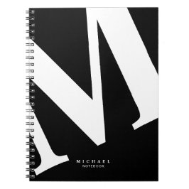 Caderno Espiral Inicial Grande | Tipografia moderna | Preto