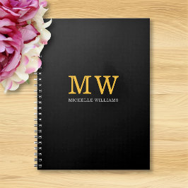 Caderno Espiral Inicial Letras Nome Dourado Minimalista Moderno