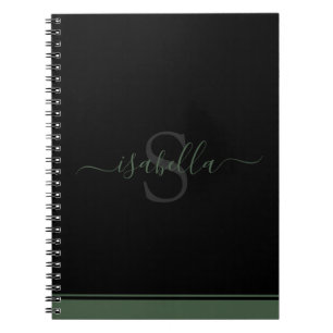 Caderno Espiral Inicial Monogramada Elegante Rota Verde