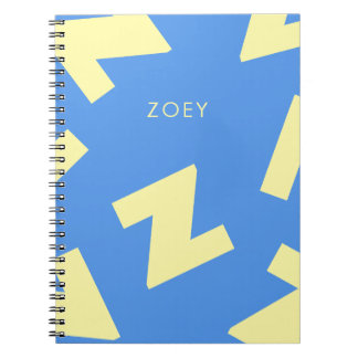 Caderno Espiral Inicial Personalizada Moderna, Carta e Nome Person