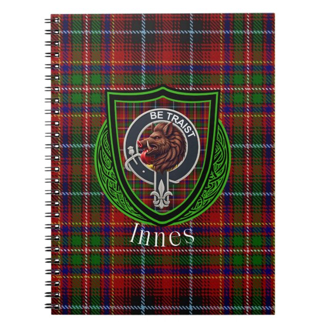 Caderno Espiral Innes Scottish Clan Tartan & Crest (Frente)
