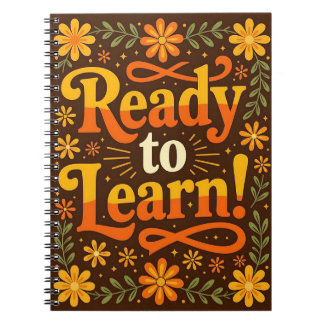 Caderno Espiral Inscrevendo "Pronto para aprender!"