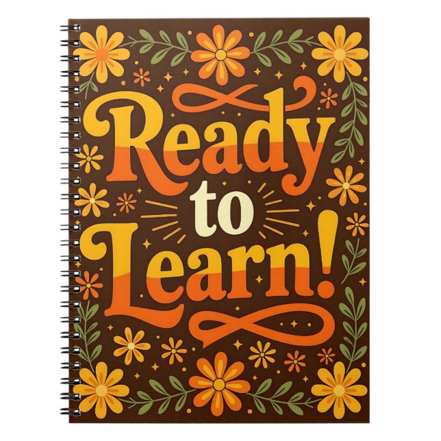 Caderno Espiral Inscrevendo "Pronto para aprender!" (Frente)