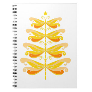 Caderno Espiral Inseto Colorido da Árvore de Natal Dragonfly