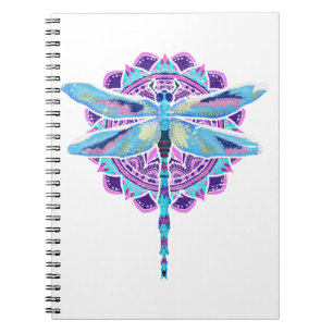 Caderno Espiral Insetos amantes da dádiva animal mandala dragonfly