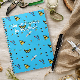 Caderno Espiral Insetos Benéficos Título Personalizado Azul