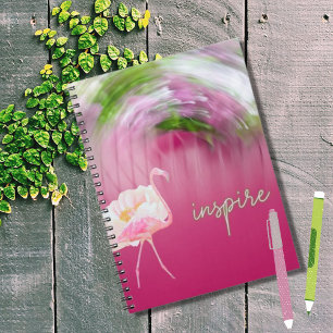 Caderno Espiral Inspiração de Cotação Inspiracional Flamingo Rosa