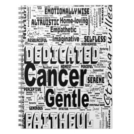 Caderno Espiral Inspiração de Nuvem do Word Zodiac do cancer