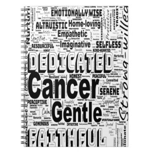 Caderno Espiral Inspiração de Nuvem do Word Zodiac do cancer