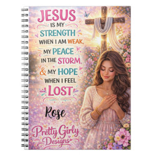 Caderno Espiral Inspirador Floral Cristão Jesus Bem Bonito Feminin
