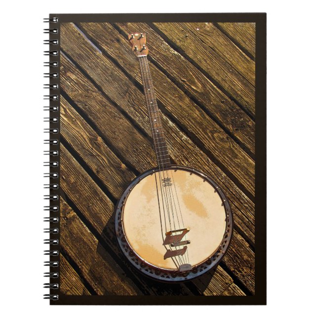 Caderno Espiral Instrumento Musical Rustic Banjo para o Bloco de M (Frente)