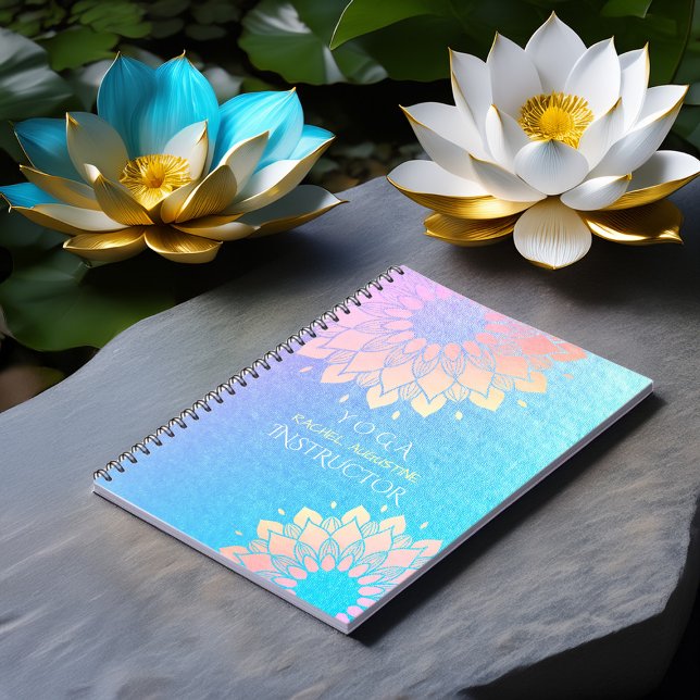 Caderno Espiral Instrutor de Meditação Yoga Rosa Gold Foil Mandala (Criador carregado)