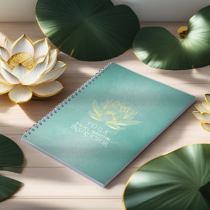 Caderno Espiral Instrutor Elegante Dourado de Meditação Lotus YOGA