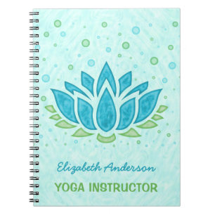 Caderno Espiral Instrutor Yoga  Meditação Zen Azul Lotus Flower