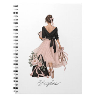 Caderno Espiral Instrutora de Ballet Elegante Garota da Moda