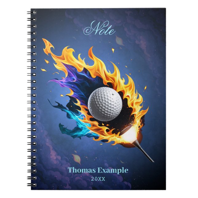 Caderno Espiral Intensidade de chama: A bola de golfe em ação (Frente)