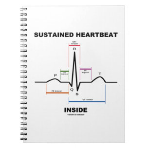 Caderno Espiral Interior sustentado da pulsação do coração