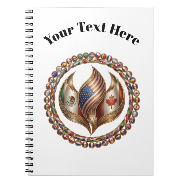 Caderno Espiral International Unity Flame with World Flags Emblem  (Frente)