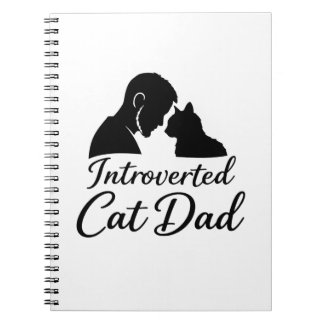 Caderno Espiral Introverted Cat Dad Vintage Silhouette Minimalist 