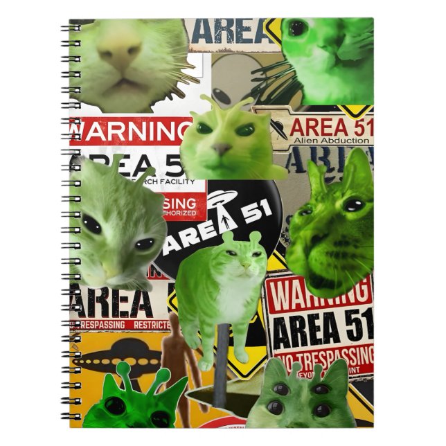 Caderno Espiral Invasão de gatos alienígenas: A área 51 felinos (Frente)