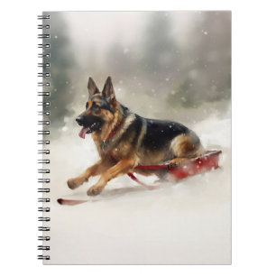 Caderno Espiral Inverno de german shepherd Natal
