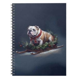 Caderno Espiral Inverno de neve de Natal para Buldog