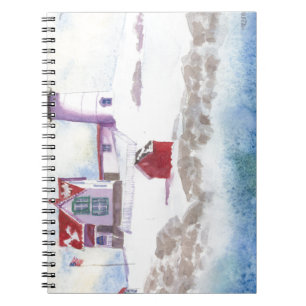 Caderno Espiral inverno em Nubble LIghthouse no Maine