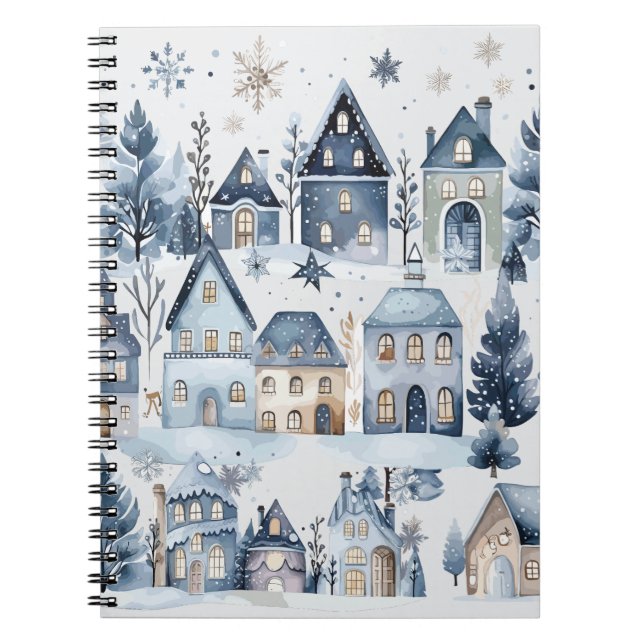 Caderno Espiral Inverno Onederland Casas de Natal Aniversário (Frente)