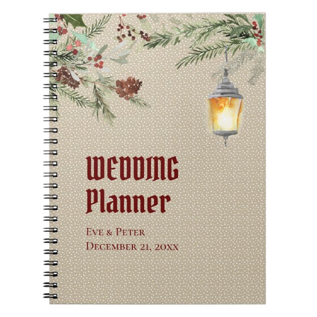 Caderno Espiral Inverno Simples com Planner de Casamento Lanterna (Frente)