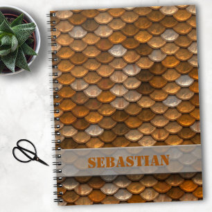 Caderno Espiral iPad de Escalas de Bronze Metálicas Steampunk