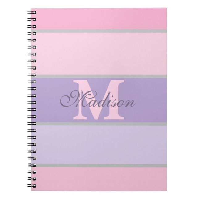 Caderno Espiral iPhone / iPad pastel pálido e roxo (Frente)