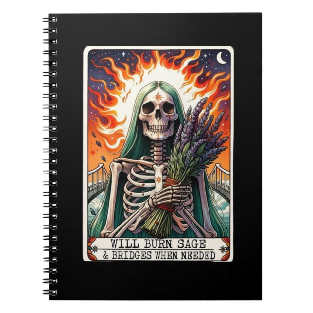 Caderno Espiral Irá Queimar a Coleção de Notebooks de Tarot Sage (Frente)