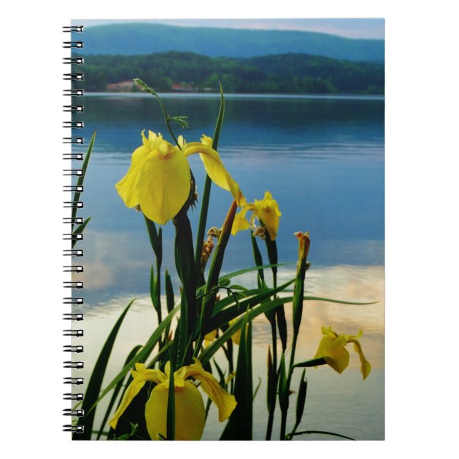 Caderno Espiral Íris Amarelo no Lago Shore (Frente)