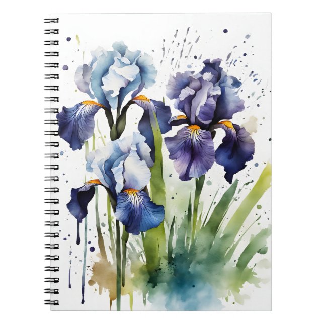 Caderno Espiral Íris - Flores aquarela (Frente)