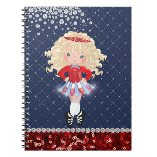 Caderno Espiral Irish Dance Blond Girl Soft Calçado Blue, Red