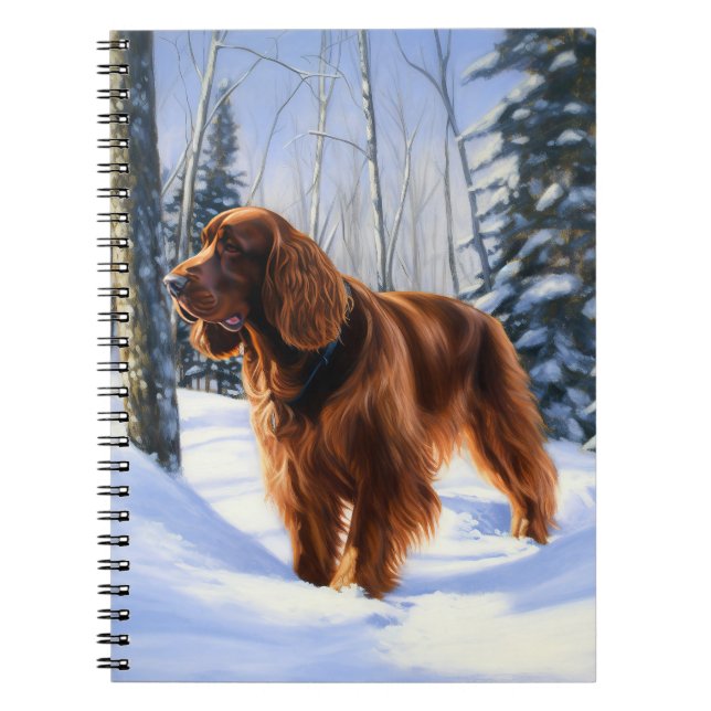 Caderno Espiral Irish Setter Deixe-o nevar no Natal (Frente)