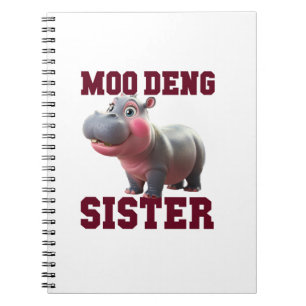 Caderno Espiral Irmã Adorável MOO DENG Baby Hippo Bestie Princes