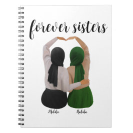 Caderno Espiral Irmãs para sempre personalizadas presentes Hijabi