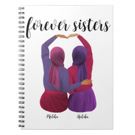 Caderno Espiral Irmãs para sempre personalizadas presentes Hijabi