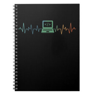 Caderno Espiral IT Developer Computer Heartbeat Software Coder